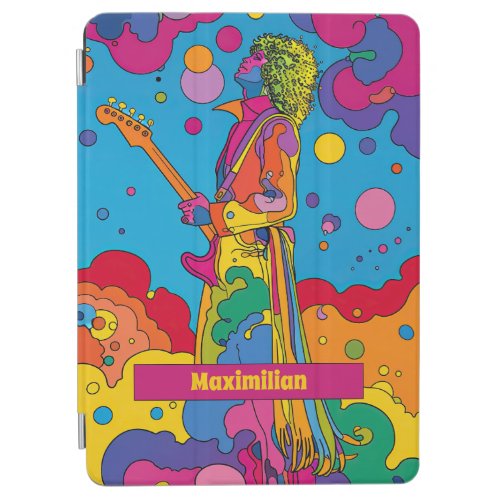 Vibrant Groovy Psychedelic Rock Guitarist Art iPad Air Cover