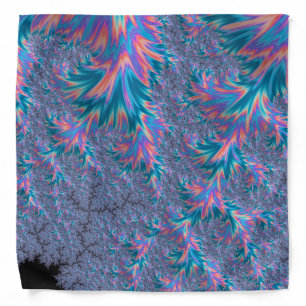 Vibrant Groovy Trippy Bohemian Teal Coral Fractal Bandana