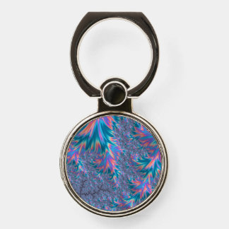 Vibrant Groovy Trippy Bohemian Teal Coral Fractal Phone Ring Stand