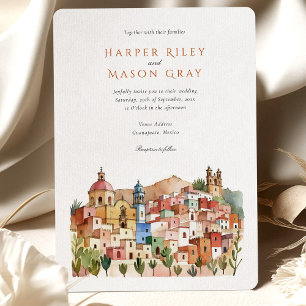 Vibrant Guanajuato Mexico Watercolor Wedding Invitation