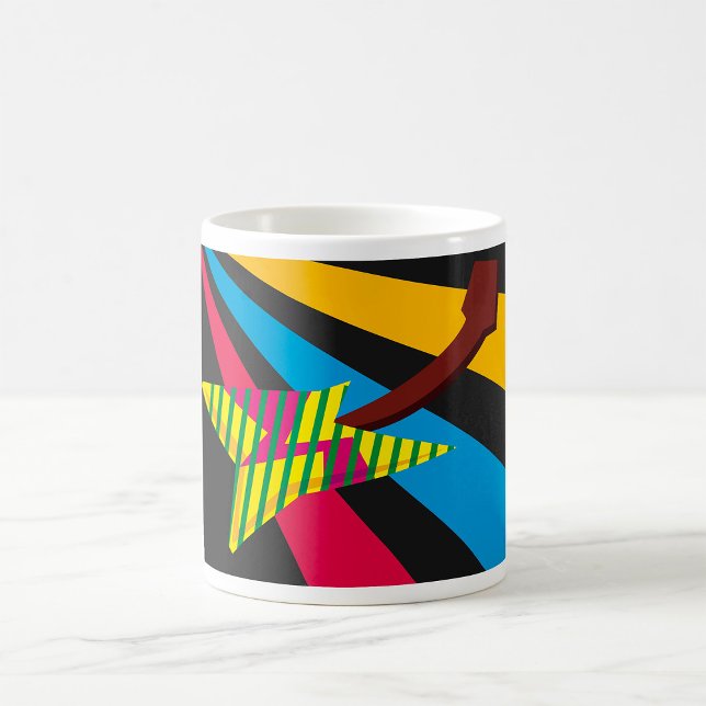 Vibrant Guitar with Geometric Stripes Coffee Mug (Creator Uploaded)