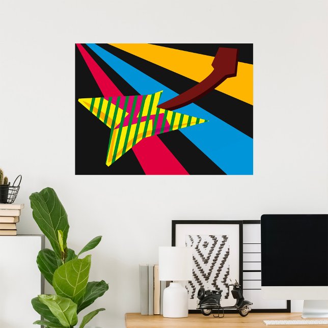 Vibrant Guitar with Geometric Stripes Poster (Creator Uploaded)