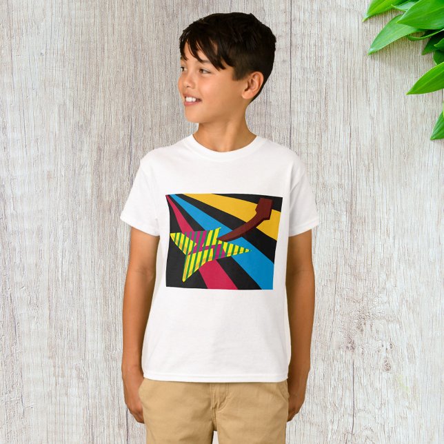 Vibrant Guitar with Geometric Stripes T-Shirt (Creator Uploaded)