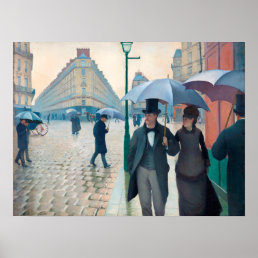 Vibrant Gustave Caillebotte Paris Street Rainy Day Poster
