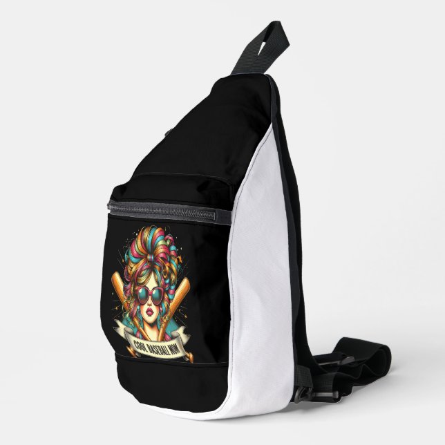 Vibrant Hair, Fierce Stance  Cool Baseball Mom Sling Bag (Right Corner)