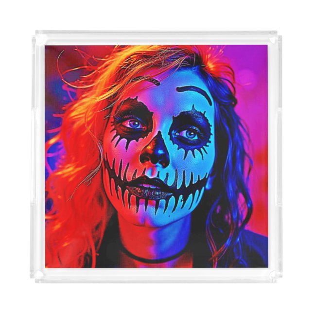 Vibrant Halloween Makeup Art Acrylic Tray (Front)