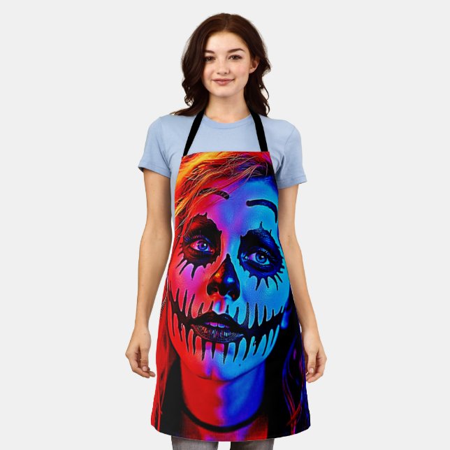 Vibrant Halloween Makeup Art Apron (Worn)