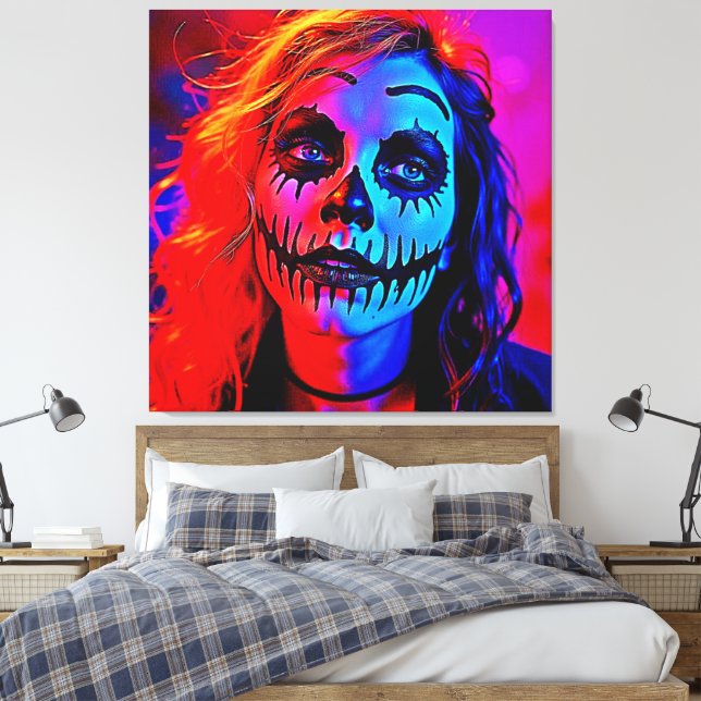 Vibrant Halloween Makeup Art Canvas Print (Insitu(Bedroom))