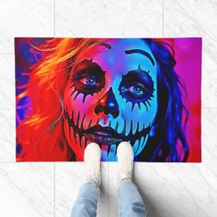 Vibrant Halloween Makeup Art Doormat
