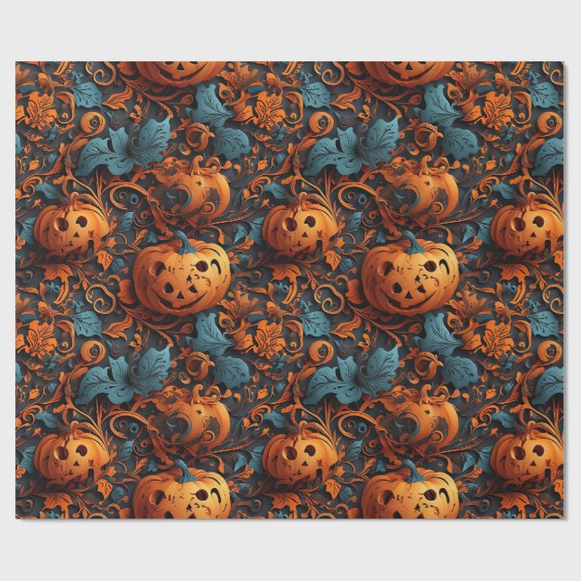 Vibrant Halloween-themed Wrapping Paper (Flat)