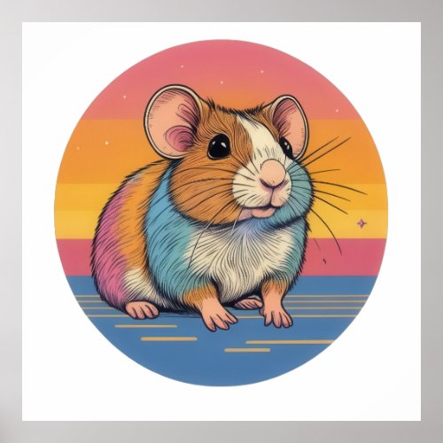 Vibrant Hamster Portrait Poster