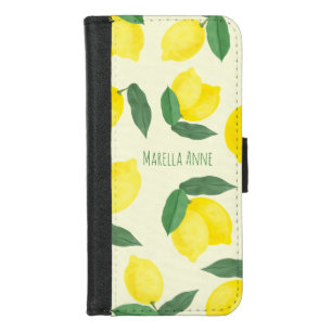 Vibrant Hand-drawn Yellow Lemons Watercolor iPhone 8/7 Wallet Case