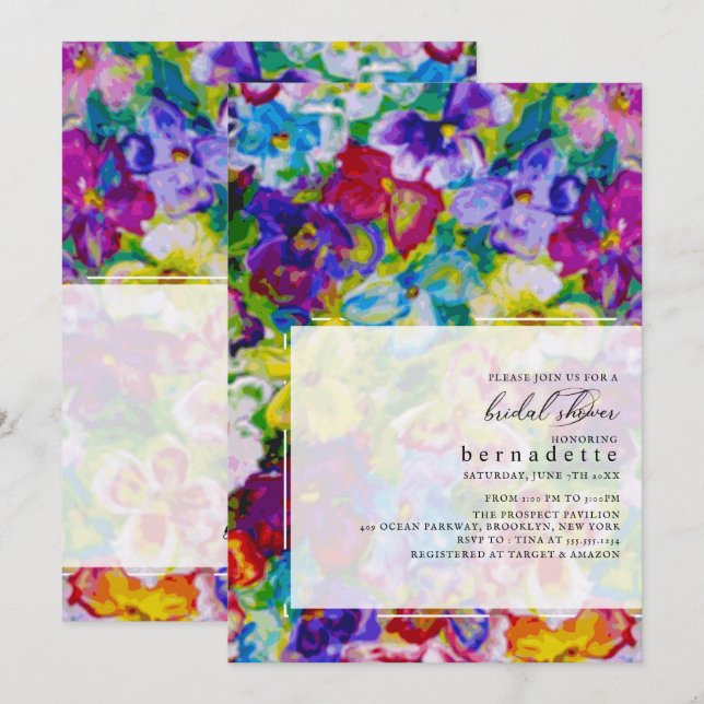 Vibrant, Hand Painted Floral Bridal Shower Invitation (Front/Back)