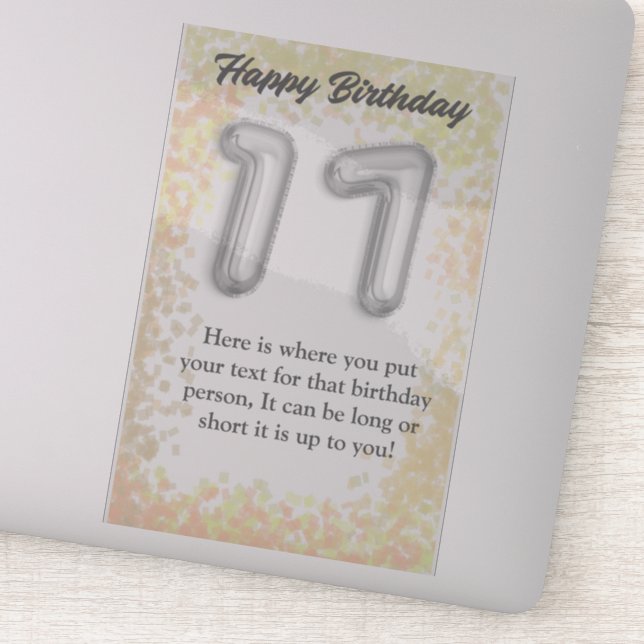 Vibrant 'Happy 17th Birthday' Sticker - Customize (Detail)