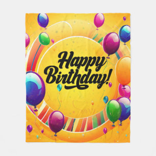 Vibrant Happy Birthday Fleece Blanket