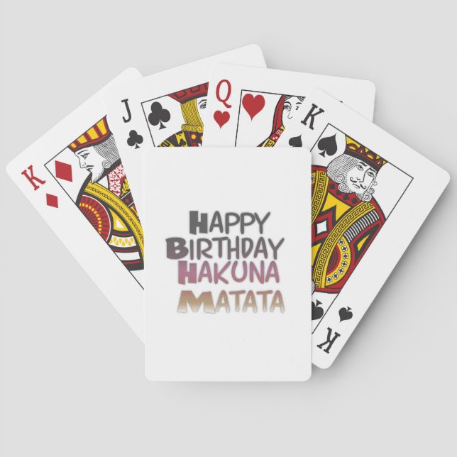 Vibrant Happy Birthday Hakuna Matata Design Poker Cards (Back)