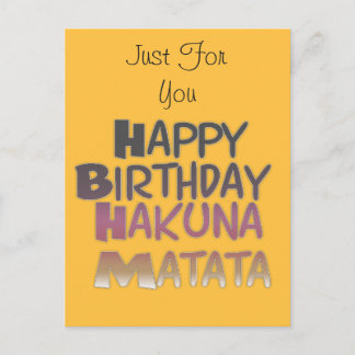 Vibrant Happy Birthday Hakuna Matata Design Postcard