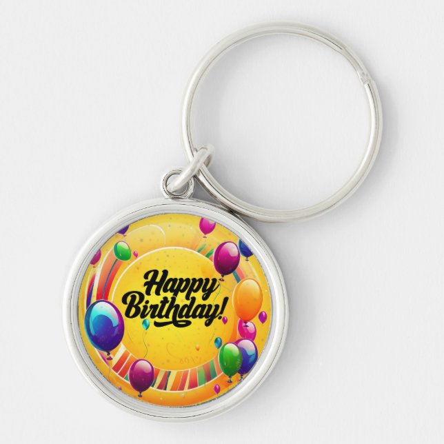 Vibrant Happy Birthday Keychain (Front)