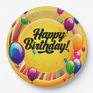 Vibrant Happy Birthday Paper Plates