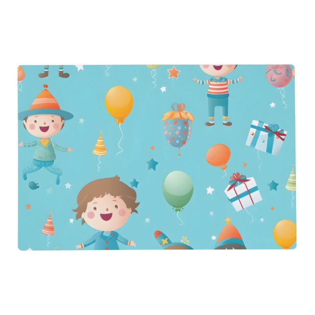 Vibrant Happy Birthday Party Theme Placemat (Front)