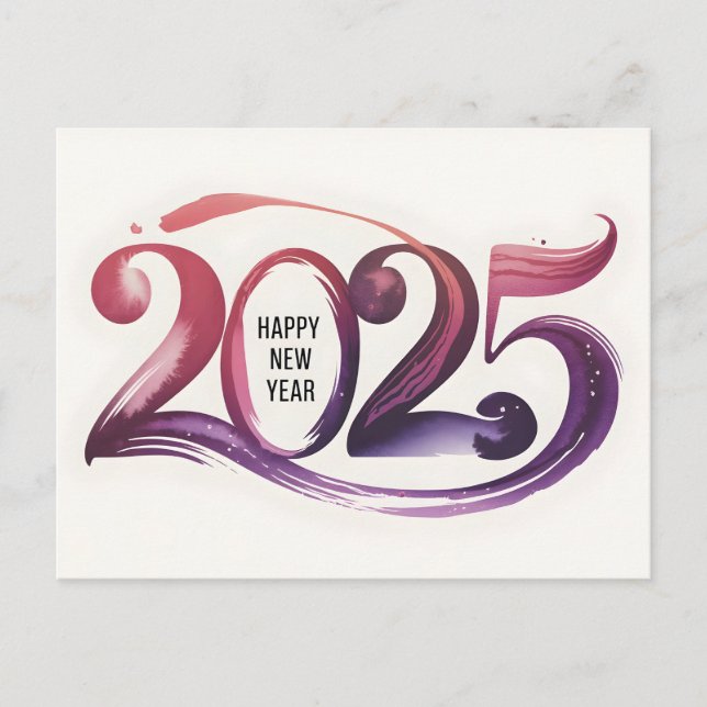 Vibrant Happy New Year 2025 Design Holiday Postcard (Front)
