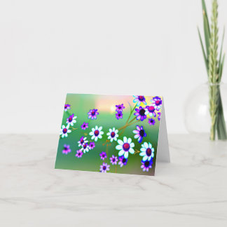 Vibrant Happy Purple and White Flowers Thank You Card