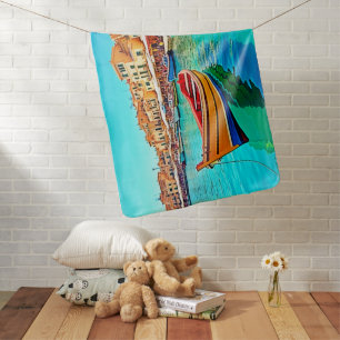 Vibrant Harbor: Mediterranean Bliss Baby Blanket
