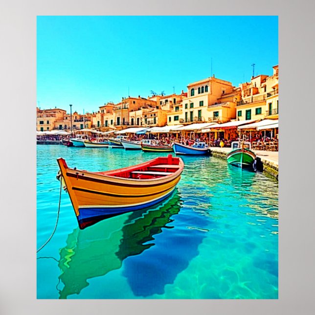 Vibrant Harbor: Mediterranean Bliss Poster (Front)