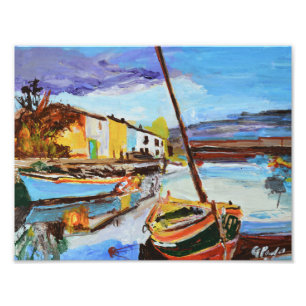 Vibrant Harbor Village Expressionist Photo Print
