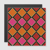 Vibrant Harlequin Diamond Pattern in Red, Orange, (Front/Back)