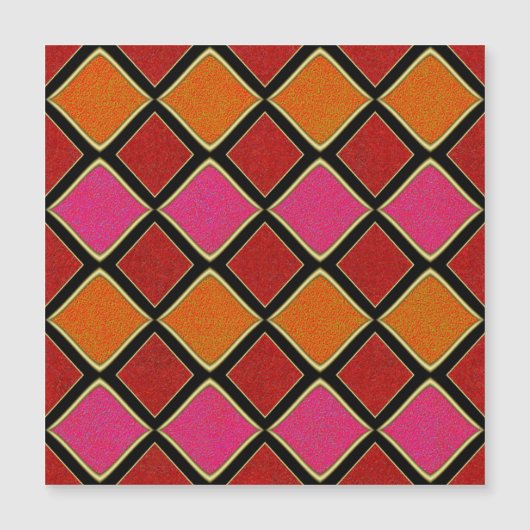 Vibrant Harlequin Diamond Pattern in Red, Orange, (Front)