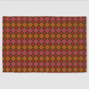 Vibrant Harlequin Diamond Pattern in Red, Orange, Fiber Doormat
