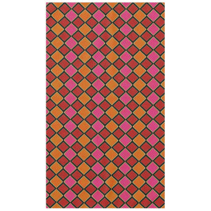 Vibrant Harlequin Diamond Pattern in Red, Orange,  Tablecloth