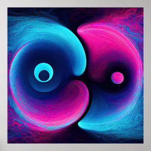 Vibrant Harmony Modern Interpretation of Yin Yan Poster