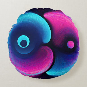 Vibrant Harmony Modern Interpretation of Yin Yan Round Pillow
