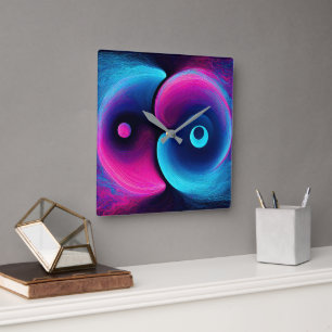 Vibrant Harmony Modern Interpretation of Yin Yan Square Wall Clock
