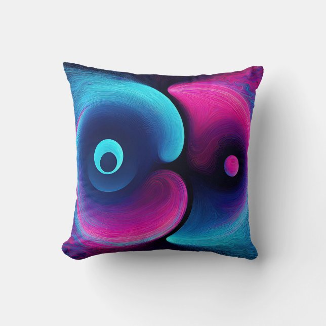 Vibrant Harmony Modern Interpretation of Yin Yan Throw Pillow (Front)