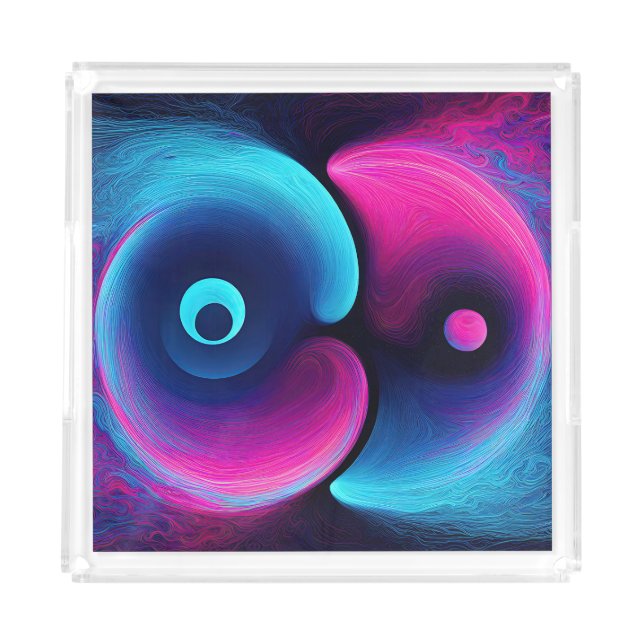 Vibrant Harmony Modern Interpretation of Yin Yang Acrylic Tray (Front)