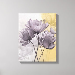 Vibrant Harmony: Purple Flowers on Sunshine Canvas Print