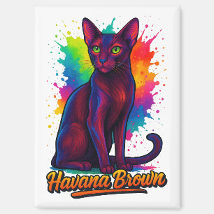 Vibrant Havana Brown Cat Pop Art – Colorful Modern Magnet