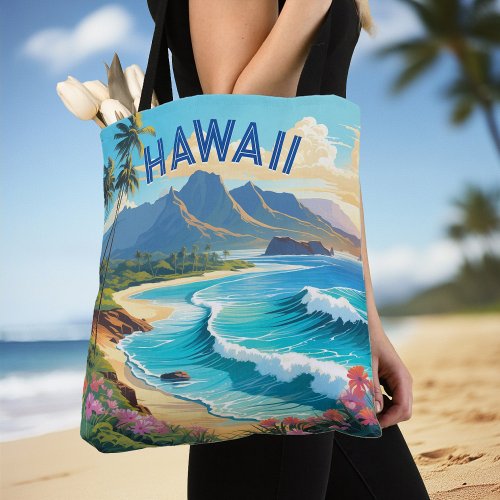 Vibrant Hawaii Beach Tropical Paradise Painting Tote Bag