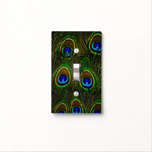 Vibrant HDR Tone Peacock Feathers Light Switch Cover