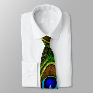 Vibrant HDR Tone Peacock Feathers Neck Tie