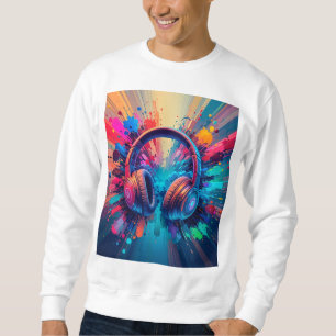 🎧 Vibrant Headphones With Colorful Paint Splash Sweatshirt