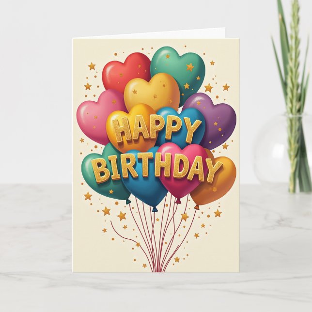 Vibrant Heart Birthday Card (Front)