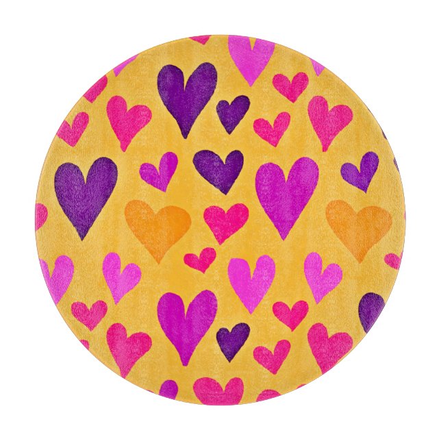 Vibrant Heart Bliss: Love Pattern Cutting Board (Front)