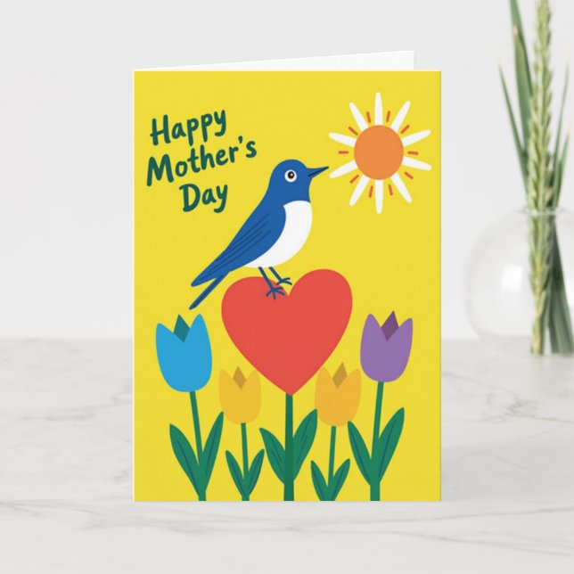 Vibrant Heart Mothers Day Card (Front)