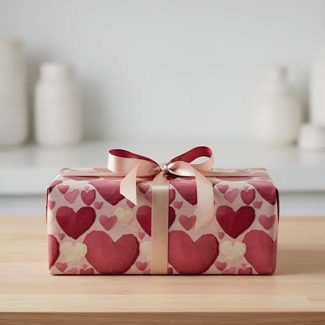 Vibrant Heart Pattern Wrapping Paper - Pink, Red,  (Creator Uploaded)