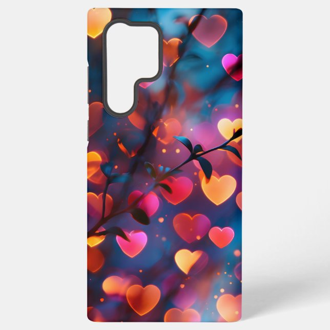 Vibrant Heart-Shaped Bokeh Lights – Dreamy Mobile  Samsung Galaxy Case (Back)