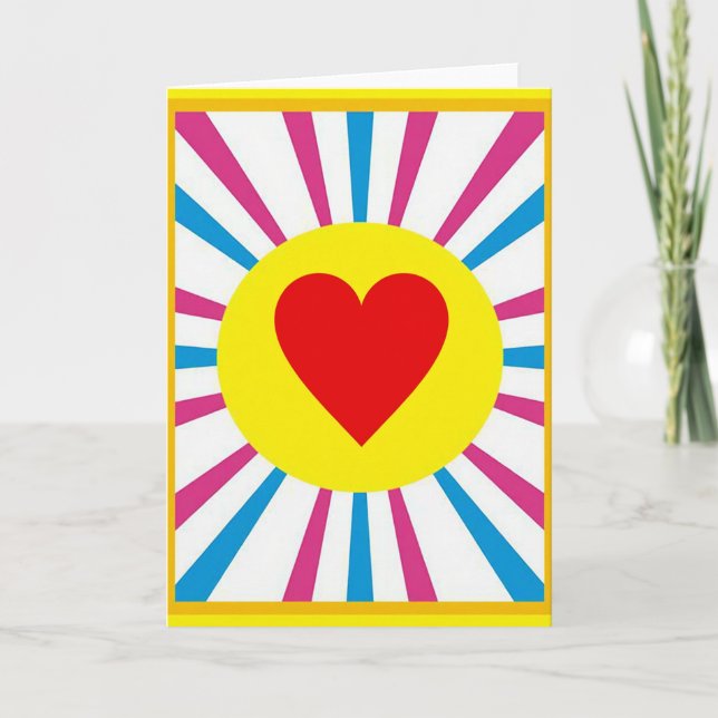 Vibrant Heart Sunburst Card (Front)